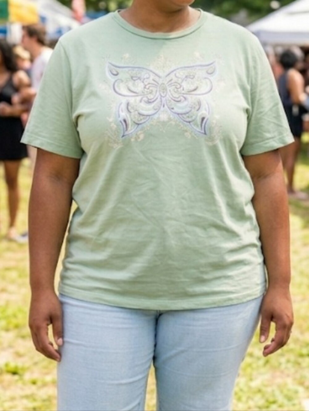 Mint Green Butterfly Graphic Tee